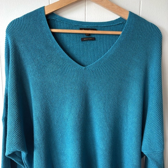 Massimo Dutti Teal Knit V-Neck Sweater | Size Medium - Picture 4 of 7